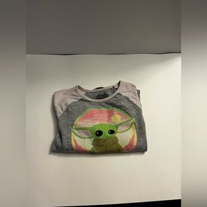 Star Wars- Jumping Beans: Grogu Pink and Grey Baseball Long Sleeve